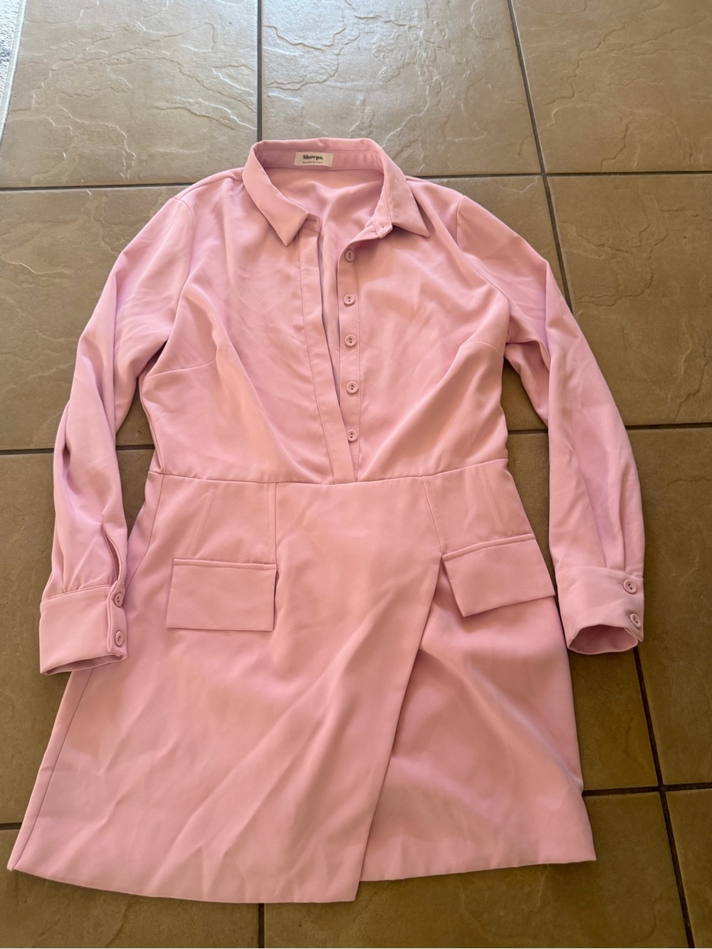 Showpo Blush Pink Long-Sleeve Shirt Dress - Picture 2 of 6